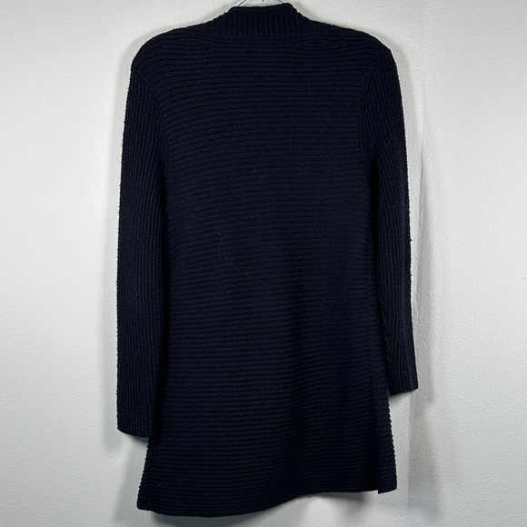 Lafayette 148 New York Ribbed Wool Blend Open Front Cardigan Women’s M Black - Picture 6 of 6